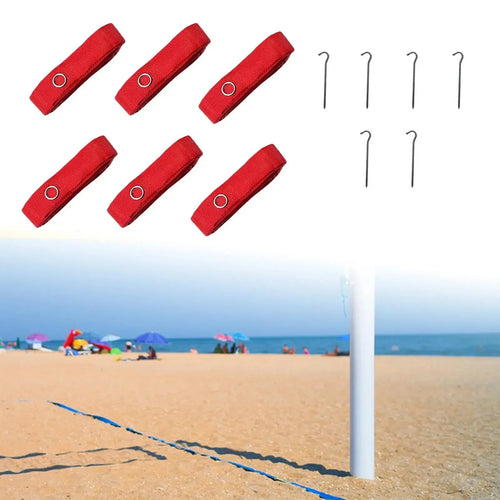 6x Beach Volleyball Lines Equipment Portable 8M Long Red Lines Marking Court Marker for Sand Training Beach Party Outdoor Sports